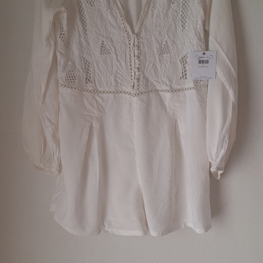 Boho-Inspired Cream Lace Peasant Blouse